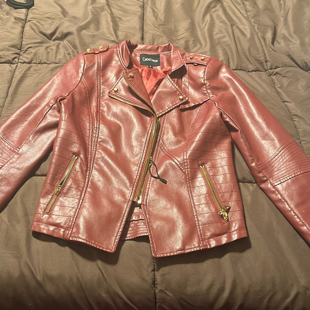 Chouyatou faux leather jacket
